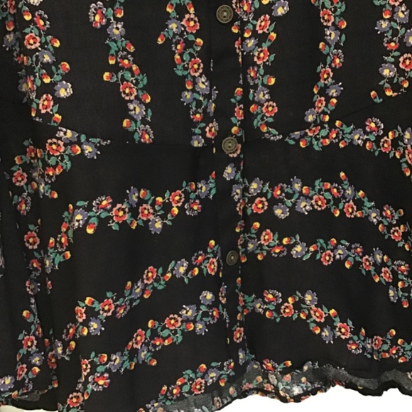 Free People Buttondown Shirt Dress Black Combo - Picture 6 of 6